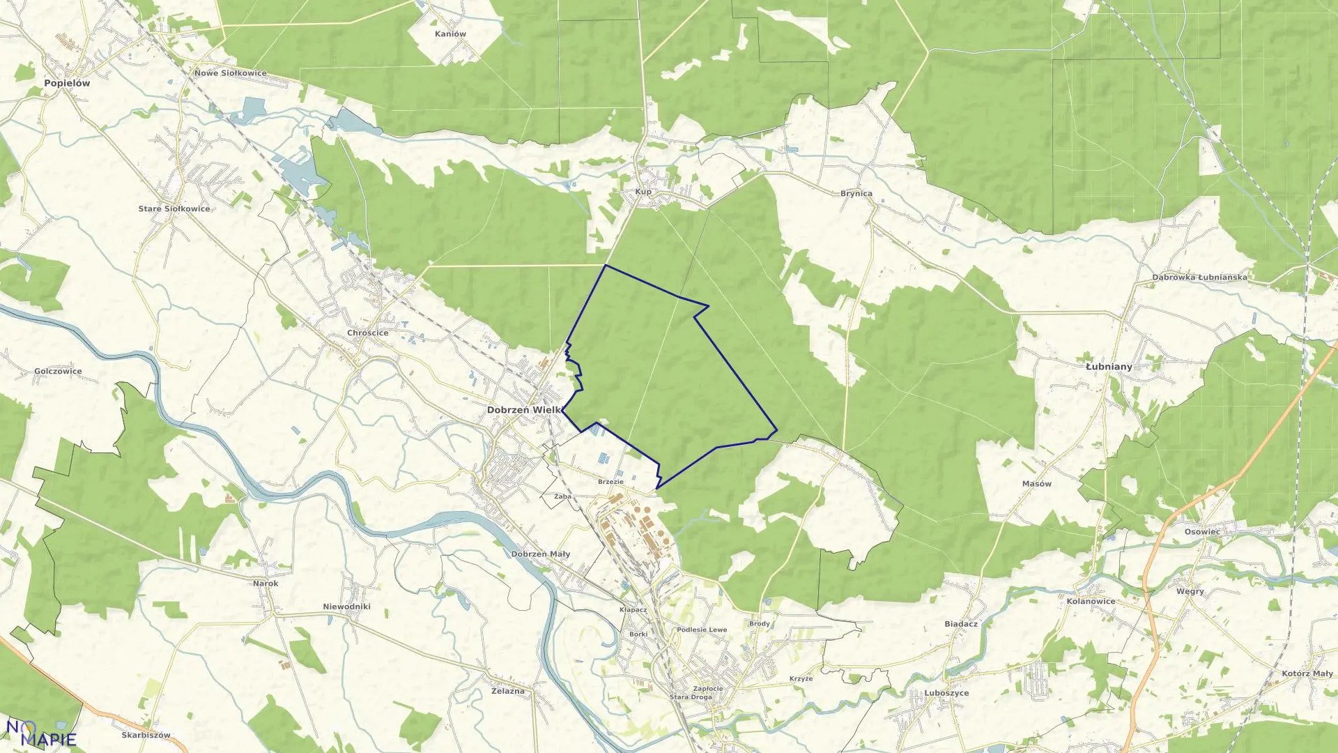 Mapa obrębu BRZEZIE w gminie Dobrzeń Wielki