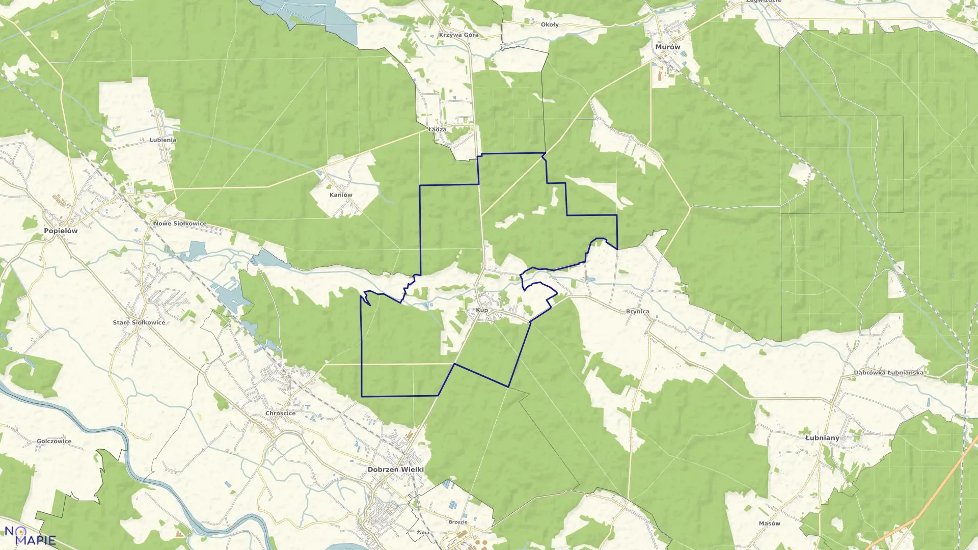 Mapa obrębu KUP w gminie Dobrzeń Wielki